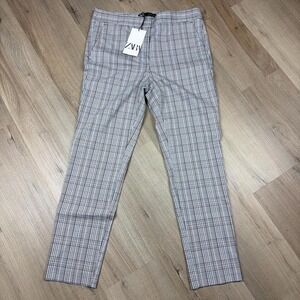 Zara Plaid Cropped Ankle Trousers. NWT. Size Large
